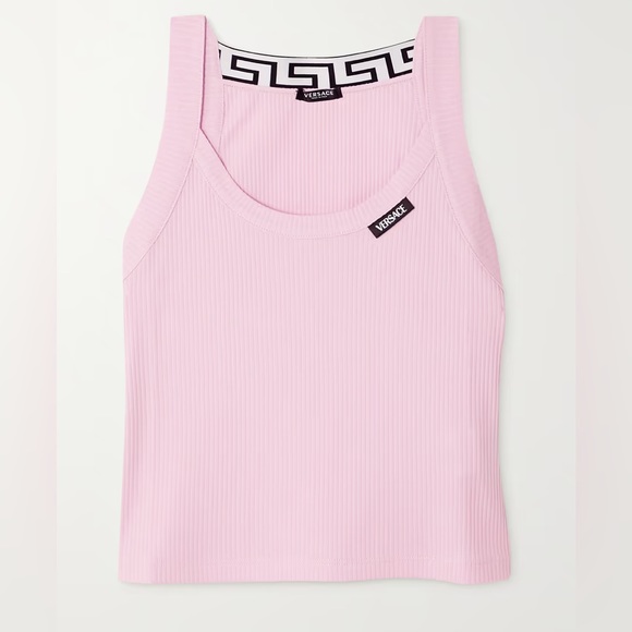 VERSACE PINK RIBBED COTTON JERSEY TANK - Picture 1 of 3